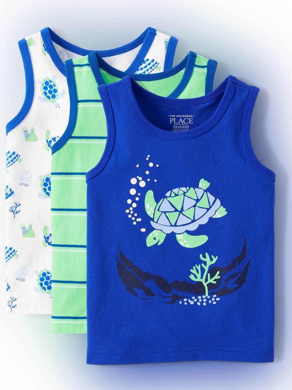 The Children's Place Blue & Green Turtle Tank Tops 3-Pack